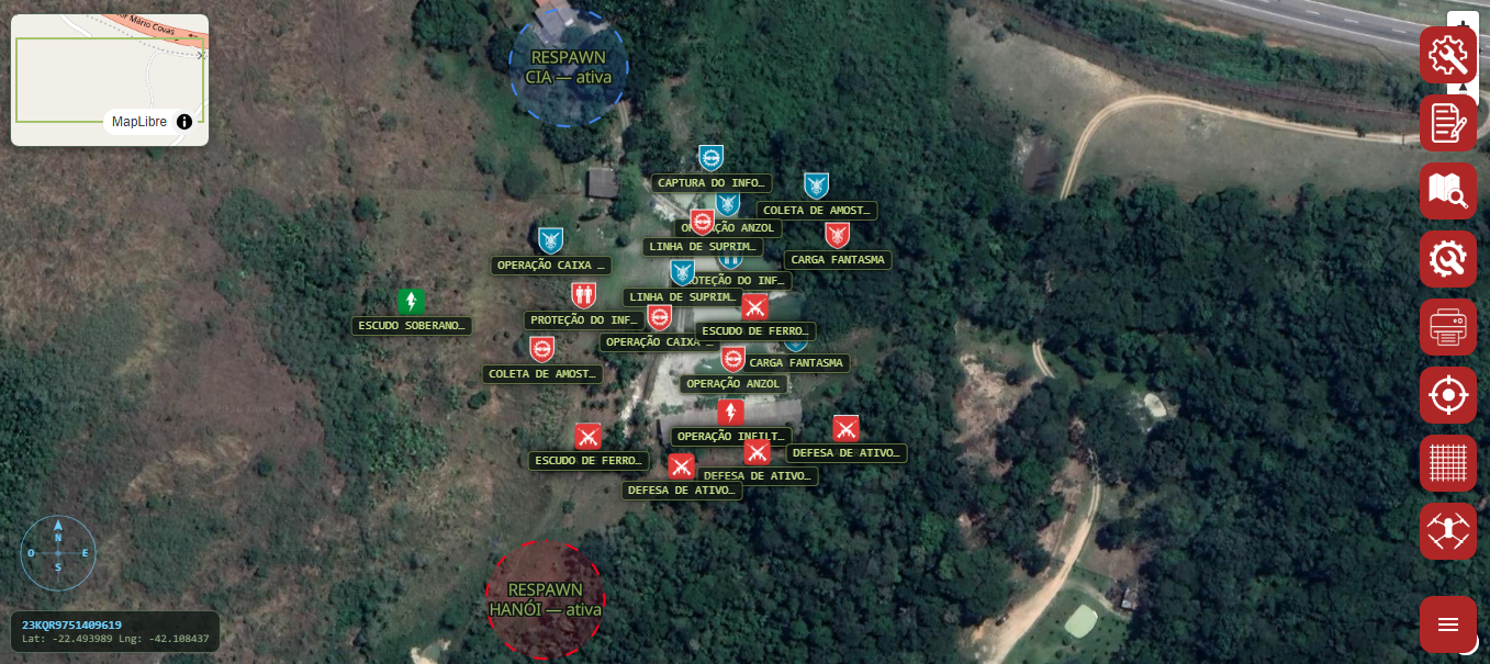 Mapa tático do Havok System em evento de airsoft